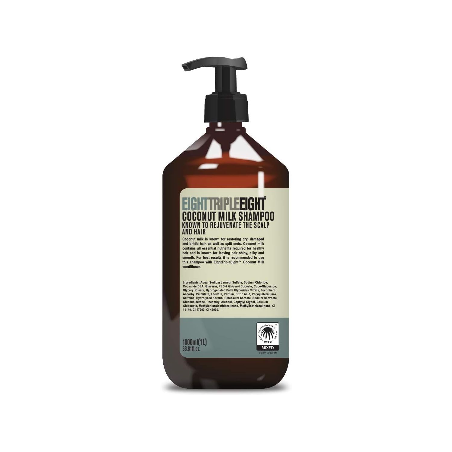 5055586605311 Eight Triple Eight Coconut Milk Shampoo 1L - Image 1
